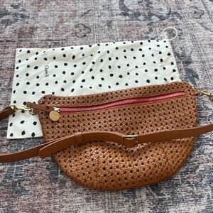 Clare V. Grande Fanny pack in tan rattan